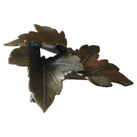 Vintage Maple Leaf Brooch Pin Mixed Metals K&T Leaves Artisan Autumn Cottagecore - Picture 8 of 16